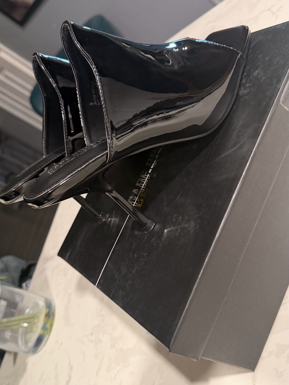 Cape Robbin Black Patent Slip-On Stiletto Mule